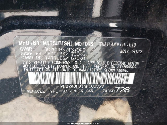 ML32AUHJ1NH006959 Mitsubishi Mirage Es/le