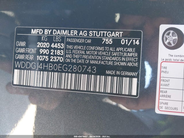 WDDGJ4HB0EG280743 Mercedes-Benz C 250
