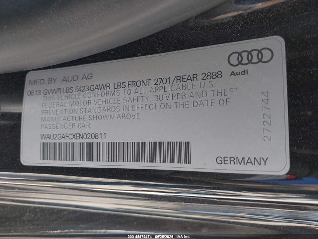 45479474 :رقم المزاد ، WAU2GAFCXEN020811 vin ، 2014 Audi A7 3.0t Premium Plus مزاد بيع