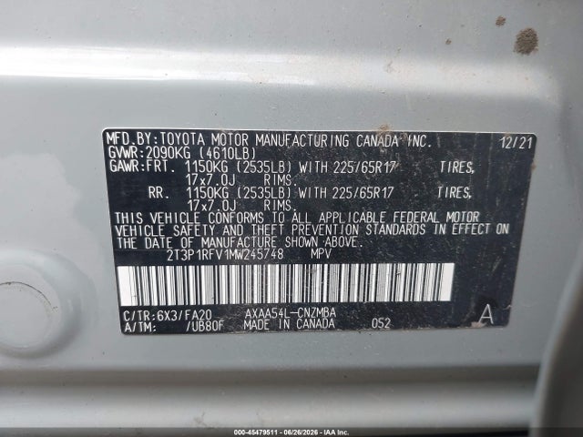 Toyota Rav4 Xle 2021 2T3P1RFV1MW245748 Image 9