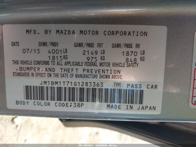 Продаж на аукціоні авто 2016 Mazda Mazda3 I Sport, vin: JM1BM1T71G1283363, номер лоту: 45479517