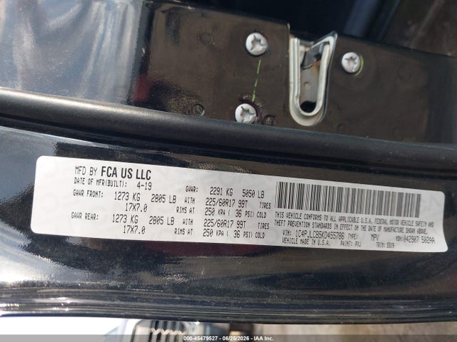 Продаж на аукціоні авто 2019 Jeep Cherokee Latitude Fwd, vin: 1C4PJLCB5KD455786, номер лоту: 45479527