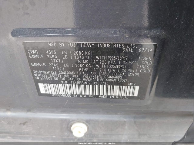 Subaru Outback 2.5i Limited 2014 4S4BRBMC2E3283792 Image 9