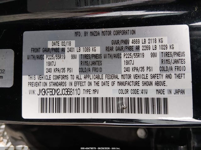 Mazda Cx-5 Grand Touring 2018 JM3KFBDM2J0368110 Image 9