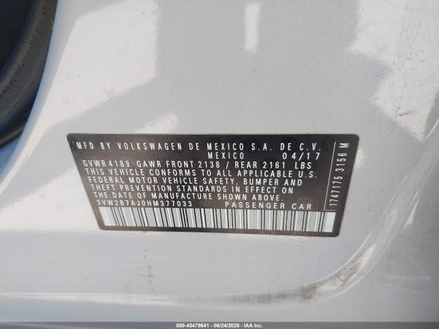 Volkswagen Jetta 1.4t S 2017 3VW2B7AJ0HM377033 Image 9