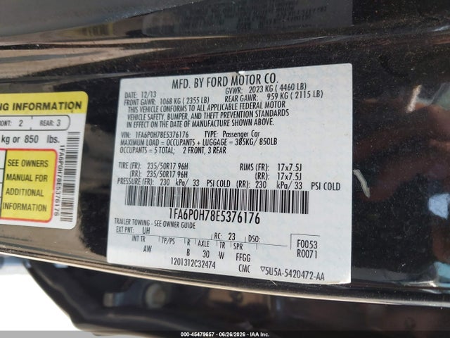 1FA6P0H78E5376176 Ford FUSION SE