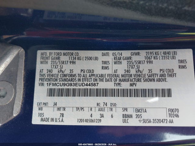 Ford ESCAPE SE 2014 1FMCU9G93EUD44587 Image 9