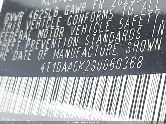 4T1DAACK2SU060368 Toyota CAMRY XSE