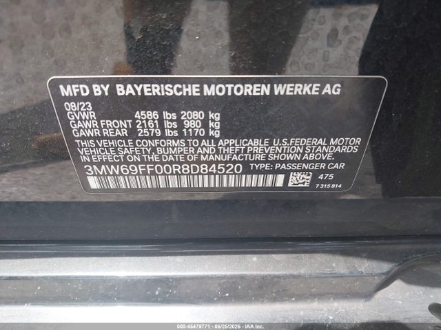 Aukcja sprzedaży 2024 Bmw 330i, vin: 3MW69FF00R8D84520, numer aukcji: 45479771