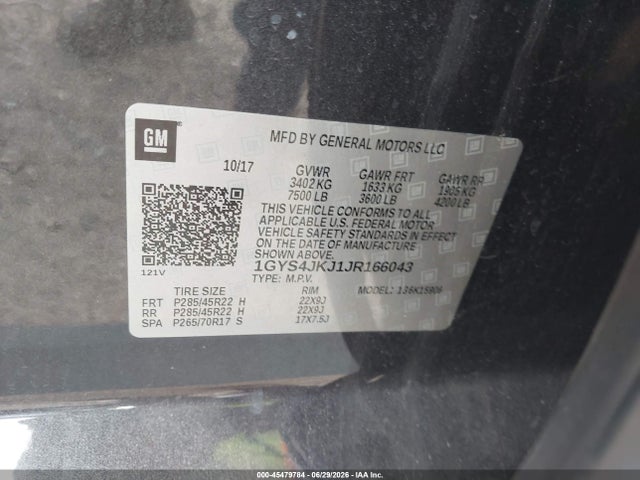 Продаж на аукціоні авто 2018 Cadillac Escalade Esv Premium Luxury, vin: 1GYS4JKJ1JR166043, номер лоту: 45479784