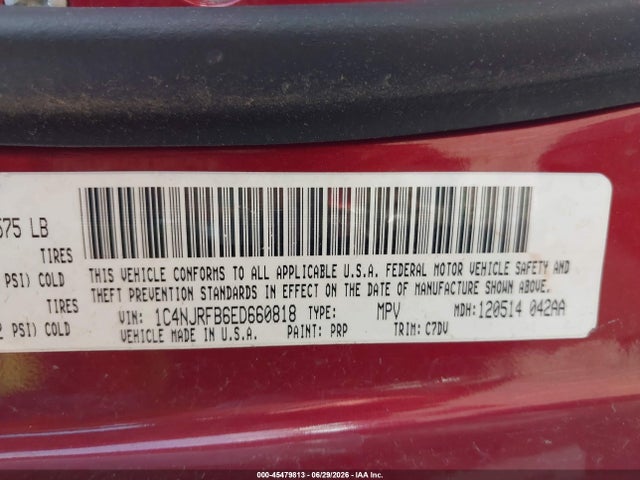 Продажа на аукционе авто 2014 Jeep Patriot Latitude, vin: 1C4NJRFB6ED660818, номер лота: 45479813