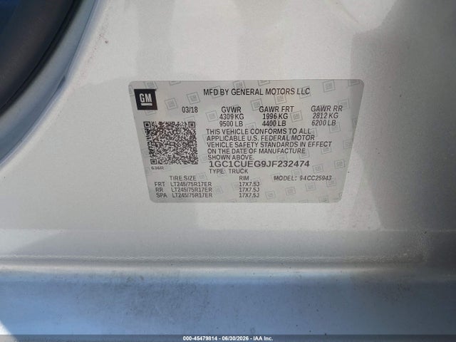 1GC1CUEG9JF232474 Chevrolet Silverado 2500hd Work Truck