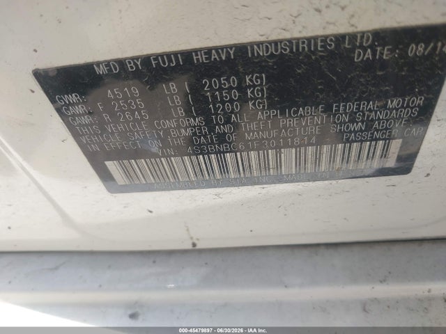 Продаж на аукціоні авто 2015 Subaru Legacy 2.5i Premium, vin: 4S3BNBC61F3011814, номер лоту: 45479897