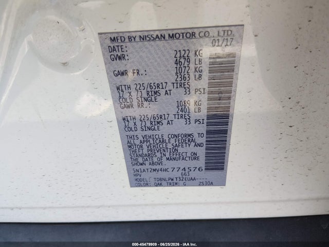 Nissan ROGUE S 2017 5N1AT2MV4HC774576 Image 9