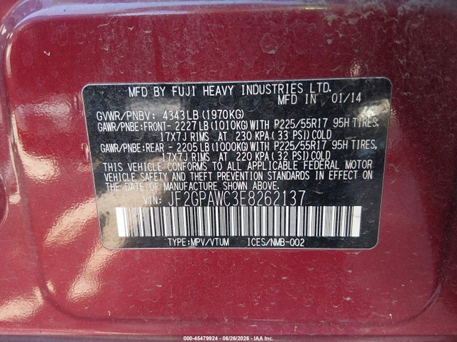 JF2GPAWC3E8262137 Subaru Xv Crosstrek 2.0i Premium