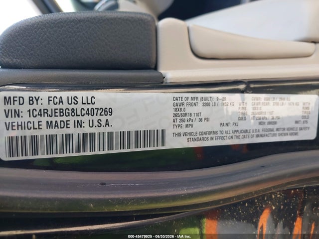1C4RJEBG8LC407269 Jeep Grand Cherokee Limited 4x2