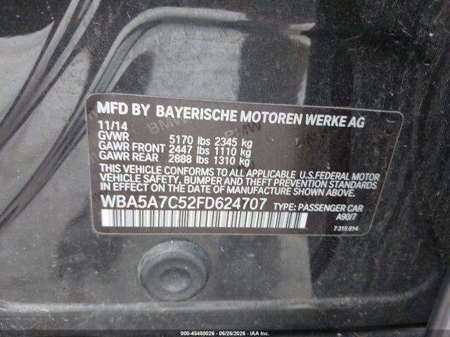 Продаж на аукціоні авто 2015 Bmw 528i Xdrive, vin: WBA5A7C52FD624707, номер лоту: 45480026