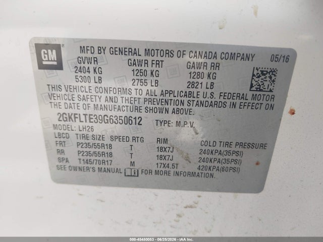 GMC Terrain Sle-2 2016 2GKFLTE39G6350612 Image 9