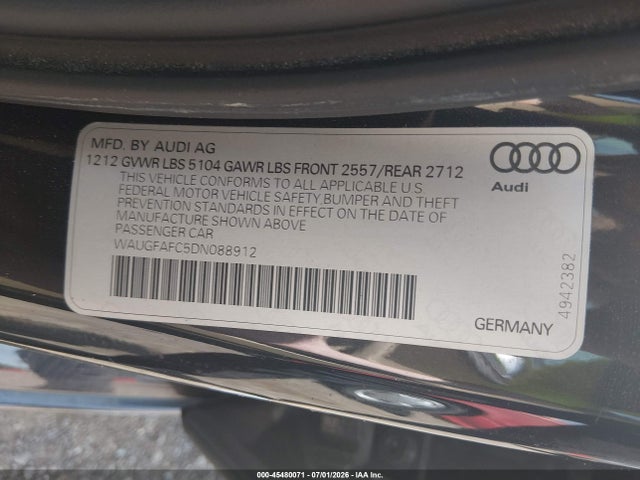45480071 :رقم المزاد ، WAUGFAFC5DN088912 vin ، 2013 Audi A6 2.0t Premium مزاد بيع