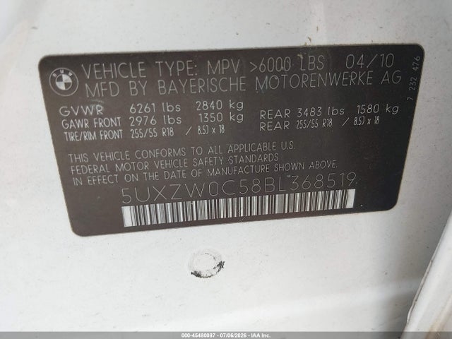 Продаж на аукціоні авто 2011 Bmw X5 Xdrive35d, vin: 5UXZW0C58BL368519, номер лоту: 45480087