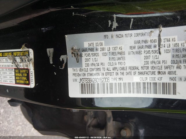 Продажа на аукционе авто 2008 Mazda Cx-9 Grand Touring, vin: JM3TB38A280152306, номер лота: 45480112