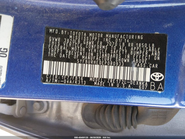 5YFBURHE0EP080933 Toyota COROLLA LE