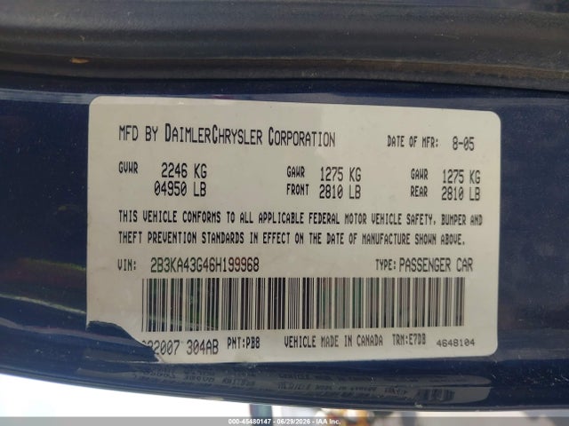 Продаж на аукціоні авто 2006 Dodge Charger, vin: 2B3KA43G46H199968, номер лоту: 45480147