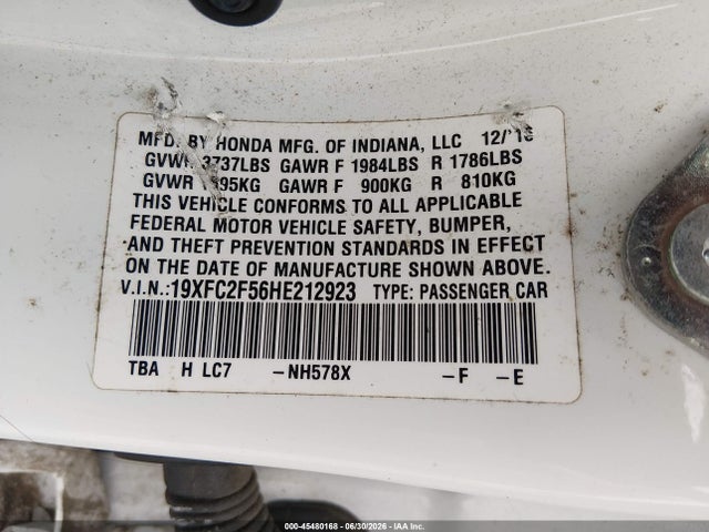 Honda Civic Lx 2017 19XFC2F56HE212923 Image 9