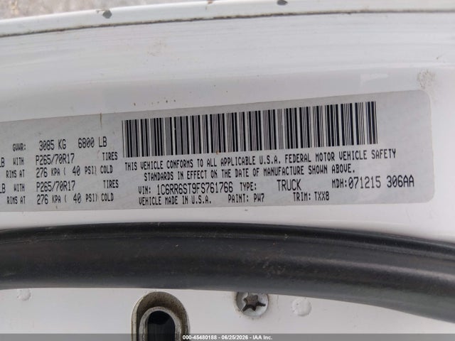 RAM 1500 Tradesman 2015 1C6RR6ST9FS761766 Image 9
