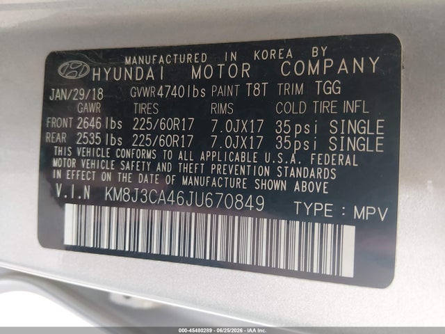 Hyundai TUCSON SEL 2018 KM8J3CA46JU670849 Image 9