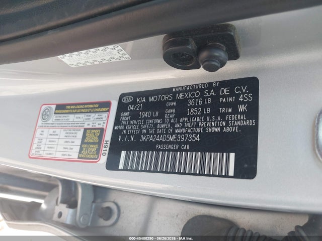 Продажа на аукционе авто 2021 Kia Rio S, vin: 3KPA24AD5ME397354, номер лота: 45480290