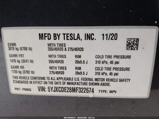 Продажа на аукционе авто 2021 Tesla Model X Long Range Dual Motor All-wheel Drive/long Range Plus Dual Motor All-wheel Drive, vin: 5YJXCDE28MF322674, номер лота: 45480331