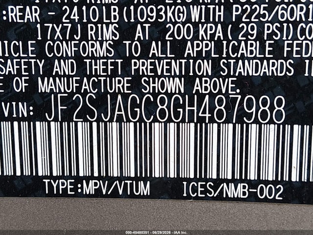 Subaru Forester 2.5i Premium 2016 JF2SJAGC8GH487988 Image 9