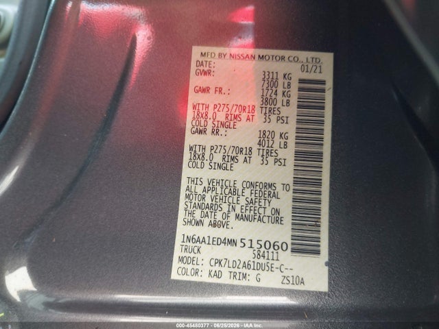 Nissan Titan 2021 1N6AA1ED4MN515060 Image 9