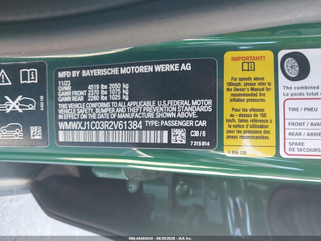 Продажа на аукционе авто 2024 Mini Clubman Cooper S, vin: WMWXJ1C03R2V61384, номер лота: 45480430
