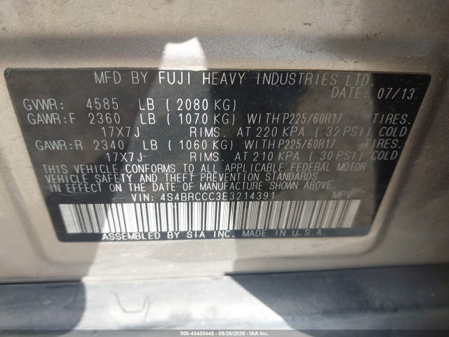 Subaru Outback 2.5i Premium 2014 4S4BRCCC3E3214391 Image 9