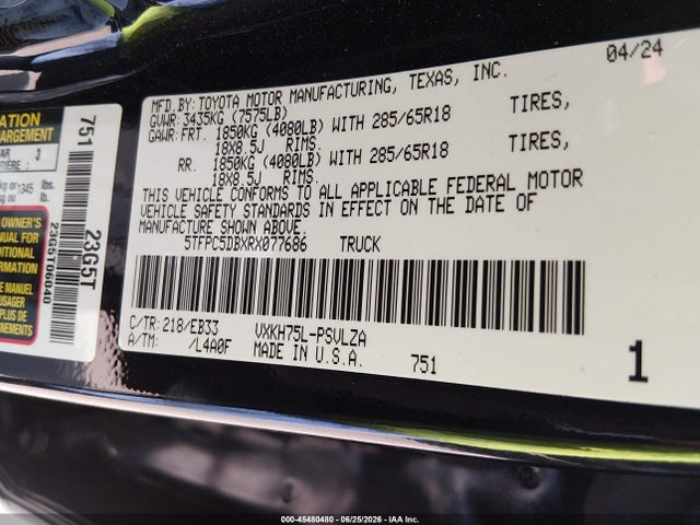 5TFPC5DBXRX077686 Toyota Tundra Hybrid Trd Pro 4wd