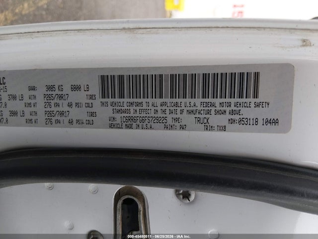2015 Ram 1500 Tradesman მანქანა იყიდება აუქციონზე, vin: 1C6RR6FG6FS729225, აუქციონის ნომერი: 45480511