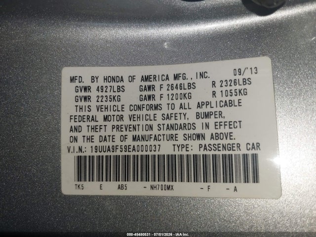 Acura Tl 3.7 2014 19UUA9F59EA000037 Image 9