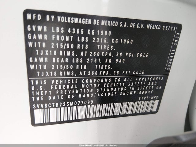 3VVSC7B22SM077090 Volkswagen Taos 1.5t Se