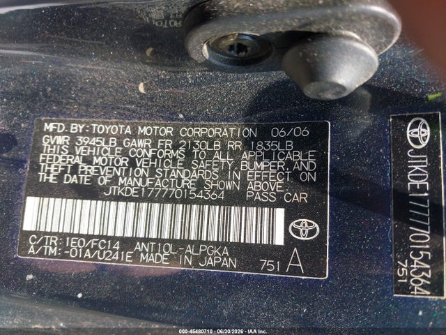 Aukcja sprzedaży 2007 Scion Tc, vin: JTKDE177770154364, numer aukcji: 45480710