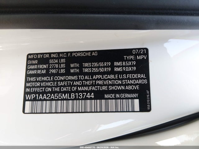 WP1AA2A55MLB13744 Porsche Macan