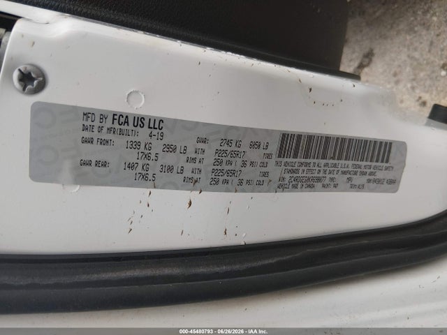 45480793 :رقم المزاد ، 2C4RDGEG0KR698077 vin ، 2019 Dodge Grand Caravan Gt مزاد بيع