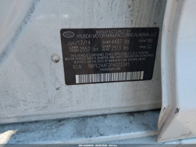 5NPE24AF2FH022345 Hyundai SONATA SE