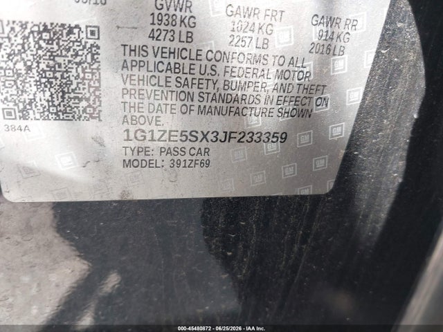 Aukcja sprzedaży 2018 Chevrolet Malibu Premier, vin: 1G1ZE5SX3JF233359, numer aukcji: 45480872