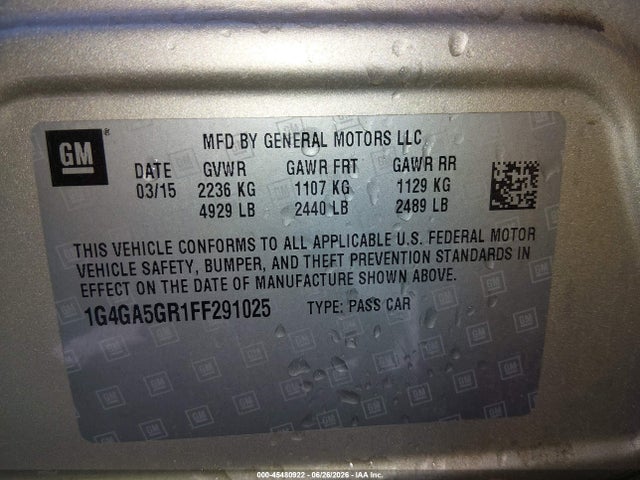1G4GA5GR1FF291025 Buick Lacrosse