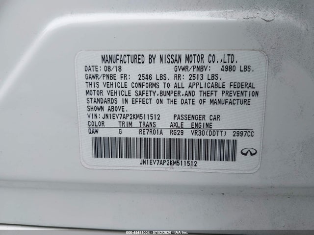 JN1EV7AP2KM511512 Infiniti Q50 3.0t Luxe