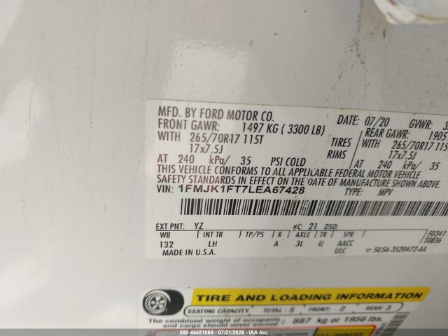 Ford Expedition Xl Max 2020 1FMJK1FT7LEA67428 Image 9