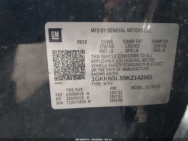 2019 Gmc Acadia Sle-2 მანქანა იყიდება აუქციონზე, vin: 1GKKNSLS5KZ142561, აუქციონის ნომერი: 45481072