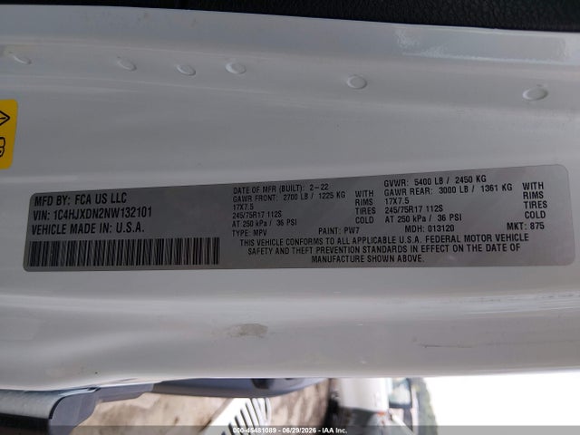 Продажа на аукционе авто 2022 Jeep Wrangler Unlimited Sport S 4x4, vin: 1C4HJXDN2NW132101, номер лота: 45481089